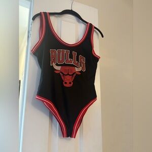 NBA Bulls Black and Red women’s  jersey bodysuit